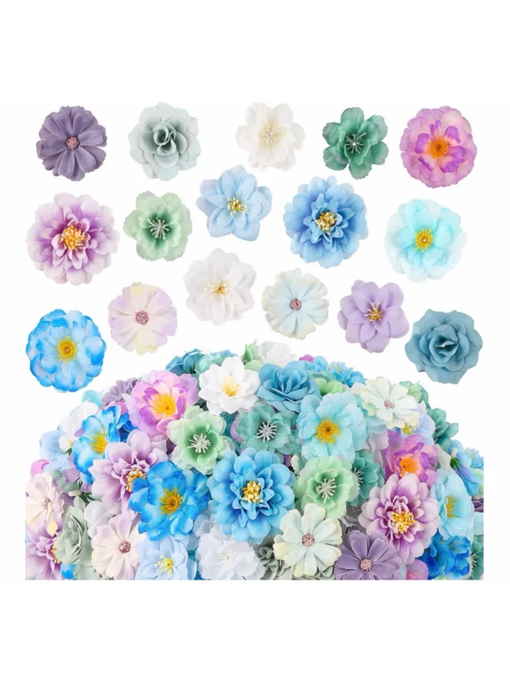 NEW 210 Pcs Mini Silk Flower Heads Small Fake Rose Daisy Craft Wedding Shower